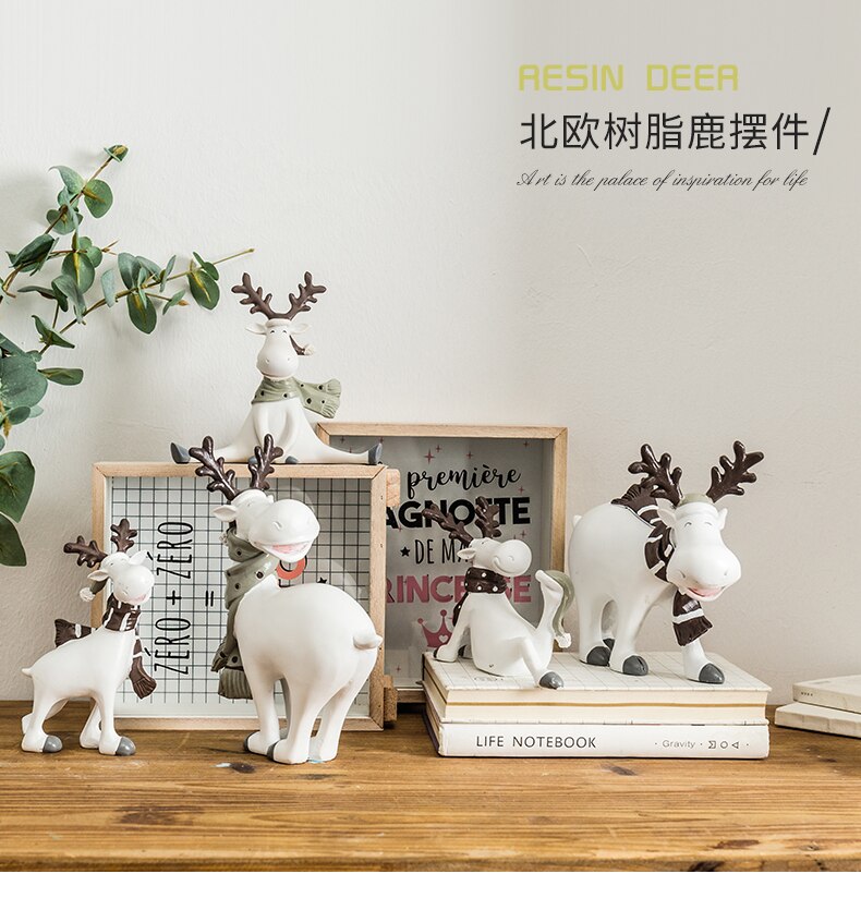 Accesorios de decoración para el hogar, figuritas de animales para sala de estar, decoración de regalo de Navidad, figurita de ciervo, manualidades modernas, adornos