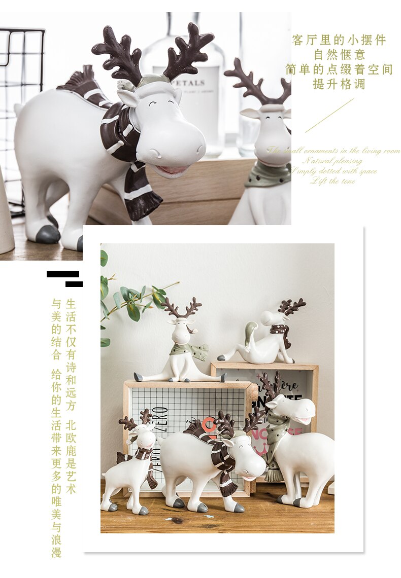 Accesorios de decoración para el hogar, figuritas de animales para sala de estar, decoración de regalo de Navidad, figurita de ciervo, manualidades modernas, adornos