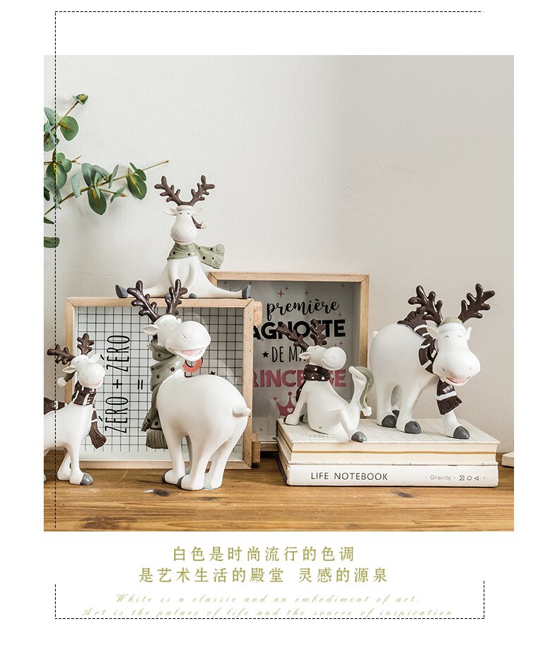 Accesorios de decoración para el hogar, figuritas de animales para sala de estar, decoración de regalo de Navidad, figurita de ciervo, manualidades modernas, adornos