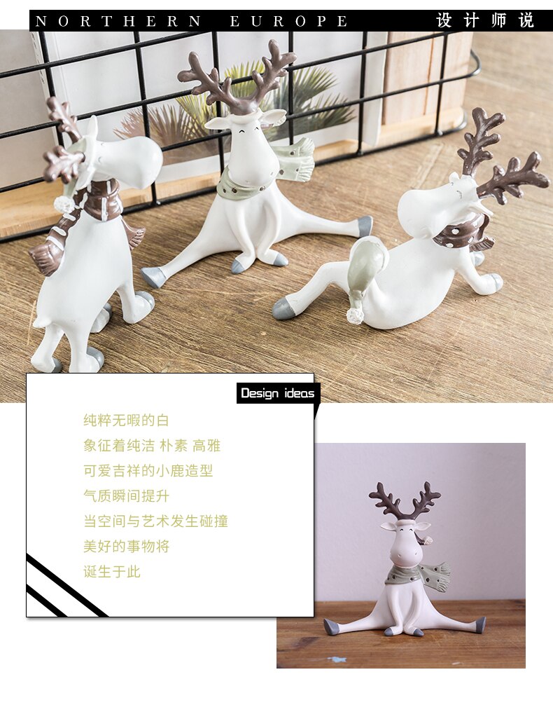 Accesorios de decoración para el hogar, figuritas de animales para sala de estar, decoración de regalo de Navidad, figurita de ciervo, manualidades modernas, adornos