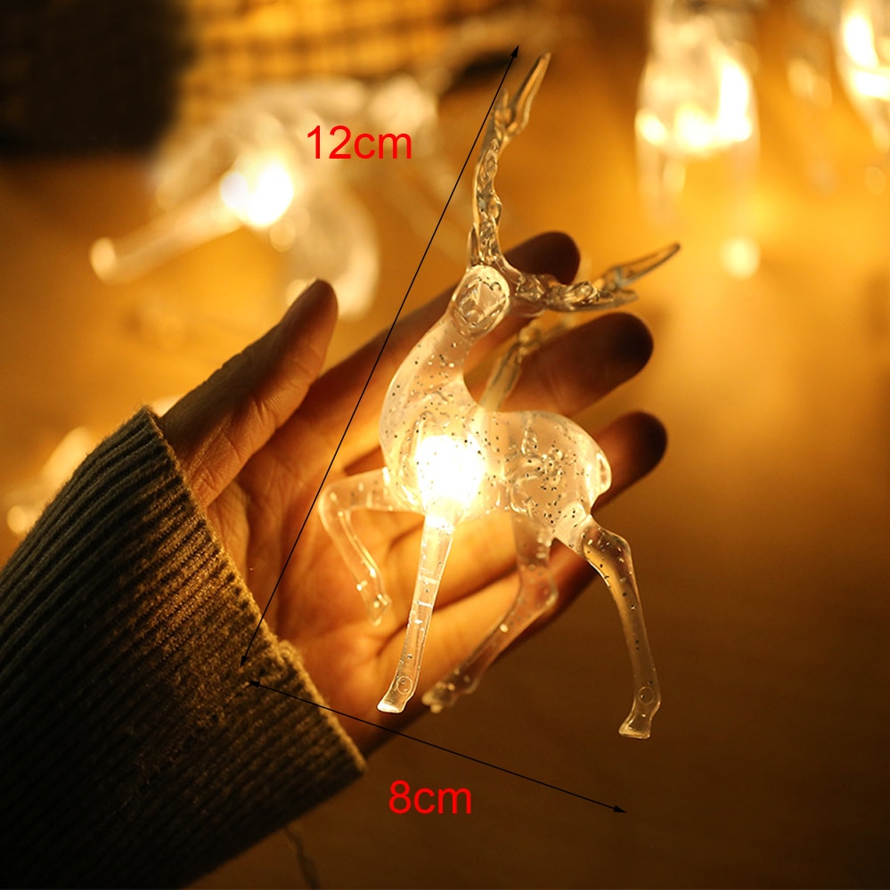 Cadena de luces LED de ciervo con batería USB para decoración de Navidad, Reno, ciervo, festivales, fiesta de Navidad, 1,5 m, 3m
