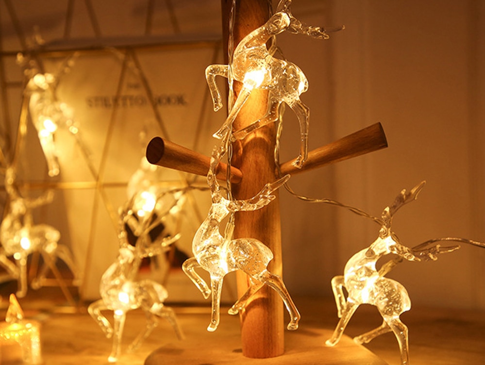Cadena de luces LED de ciervo con batería USB para decoración de Navidad, Reno, ciervo, festivales, fiesta de Navidad, 1,5 m, 3m Cadena de luces LED de ciervo con batería USB para decoración de Navidad, Reno, ciervo, festivales, fiesta de Navidad, 1,5 m, 3m