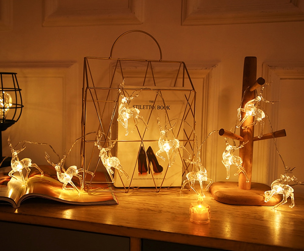 Cadena de luces LED de ciervo con batería USB para decoración de Navidad, Reno, ciervo, festivales, fiesta de Navidad, 1,5 m, 3m Cadena de luces LED de ciervo con batería USB para decoración de Navidad, Reno, ciervo, festivales, fiesta de Navidad, 1,5 m, 3m