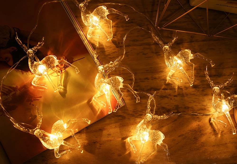Cadena de luces LED de ciervo con batería USB para decoración de Navidad, Reno, ciervo, festivales, fiesta de Navidad, 1,5 m, 3m Cadena de luces LED de ciervo con batería USB para decoración de Navidad, Reno, ciervo, festivales, fiesta de Navidad, 1,5 m, 3m