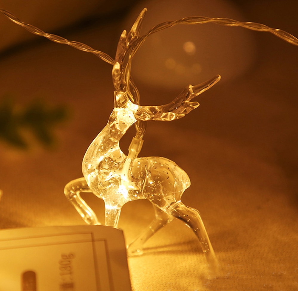 Cadena de luces LED de ciervo con batería USB para decoración de Navidad, Reno, ciervo, festivales, fiesta de Navidad, 1,5 m, 3m