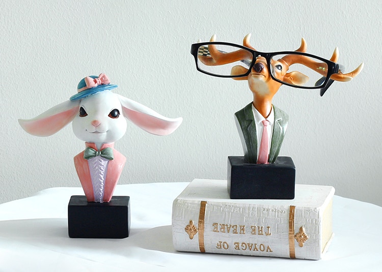 Soporte para gafas de sol con diseño de renos, estatua de Animal de resina, conejo, adorno para decoración del hogar, 1 unidad