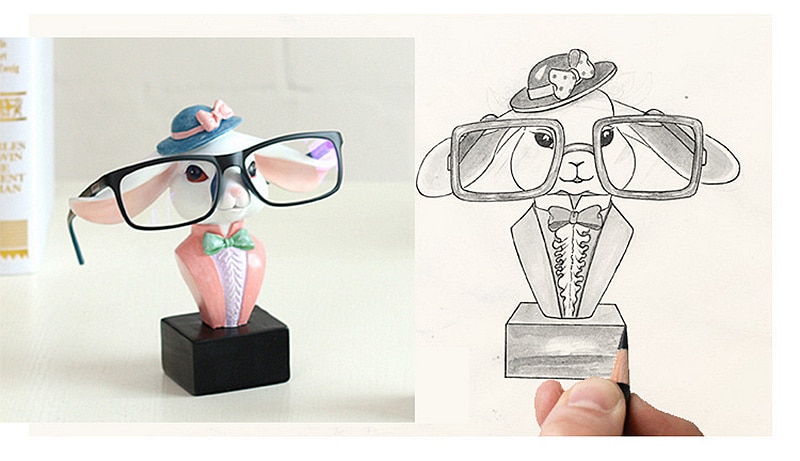 Soporte para gafas de sol con diseño de renos, estatua de Animal de resina, conejo, adorno para decoración del hogar, 1 unidad
