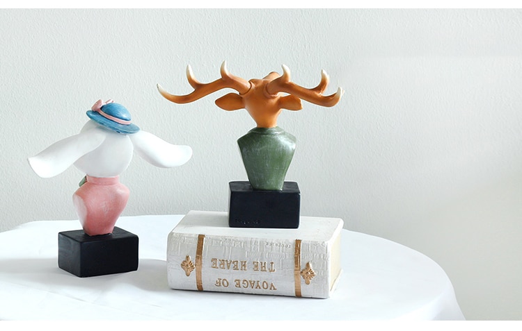 Soporte para gafas de sol con diseño de renos, estatua de Animal de resina, conejo, adorno para decoración del hogar, 1 unidad