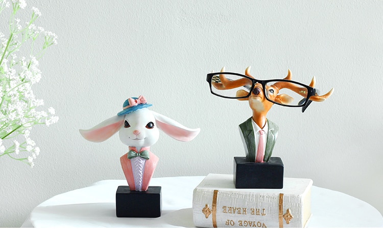 Soporte para gafas de sol con diseño de renos, estatua de Animal de resina, conejo, adorno para decoración del hogar, 1 unidad
