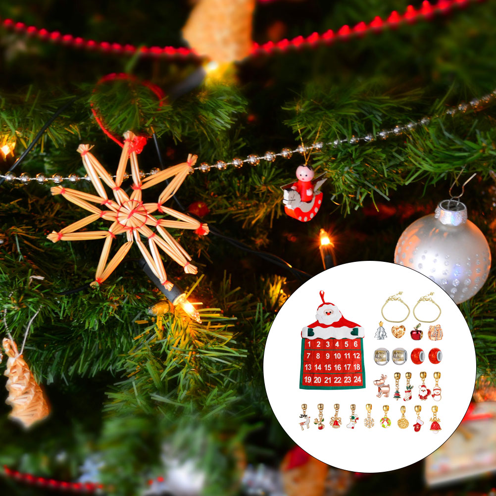 Calendario de Adviento colgante de Navidad para niños, suministros de bricolaje, conjunto de regalo de Navidad, bolsa de tela Adorable, ornamentos adorables, decoraciones, 25 uds.