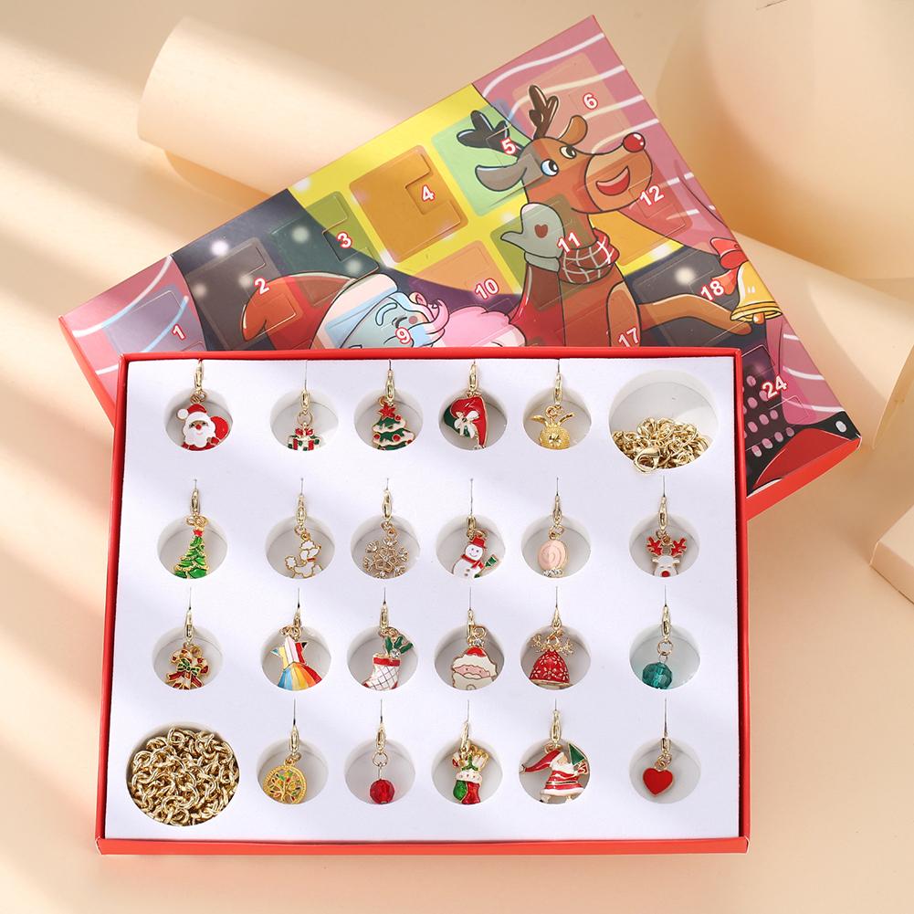 Calendario de Adviento de Navidad para niñas, joyería de moda, calendario de Adviento, pulsera de oro, collar, calendario de cuenta regresiva, caja de regalo