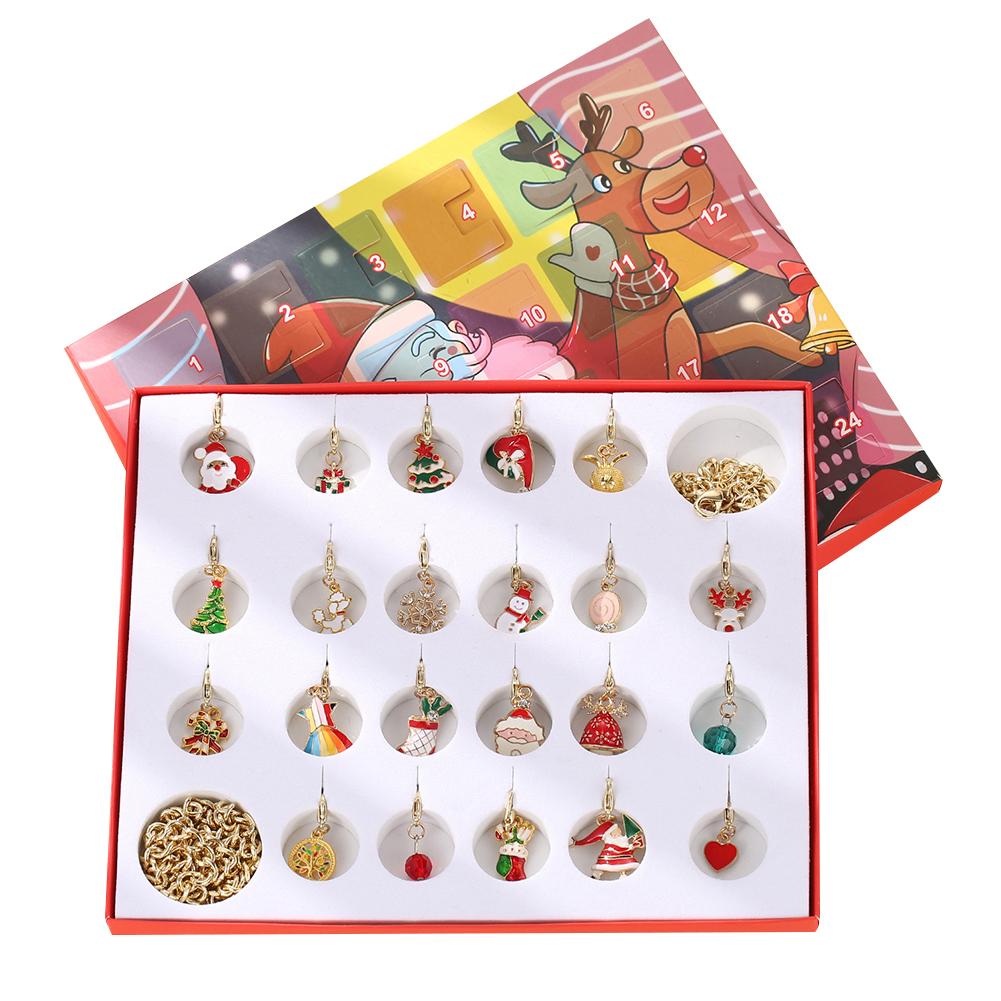 Calendario de Adviento de Navidad para niñas, joyería de moda, calendario de Adviento, pulsera de oro, collar, calendario de cuenta regresiva, caja de regalo