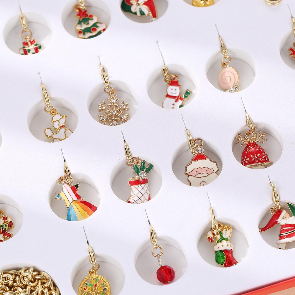 Calendario de Adviento de Navidad para niñas, joyería de moda, calendario de Adviento, pulsera de oro, collar, calendario de cuenta regresiva, caja de regalo