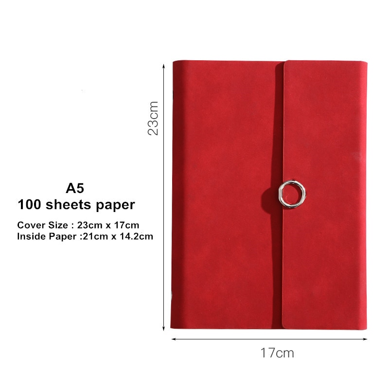 MINKYS-Cuaderno de negocios de cuero PU A5, hojas sueltas, Agenda, papel rellenable, papelería escolar creativa