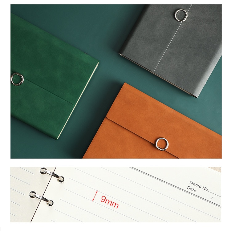 MINKYS-Cuaderno de negocios de cuero PU A5, hojas sueltas, Agenda, papel rellenable, papelería escolar creativa
