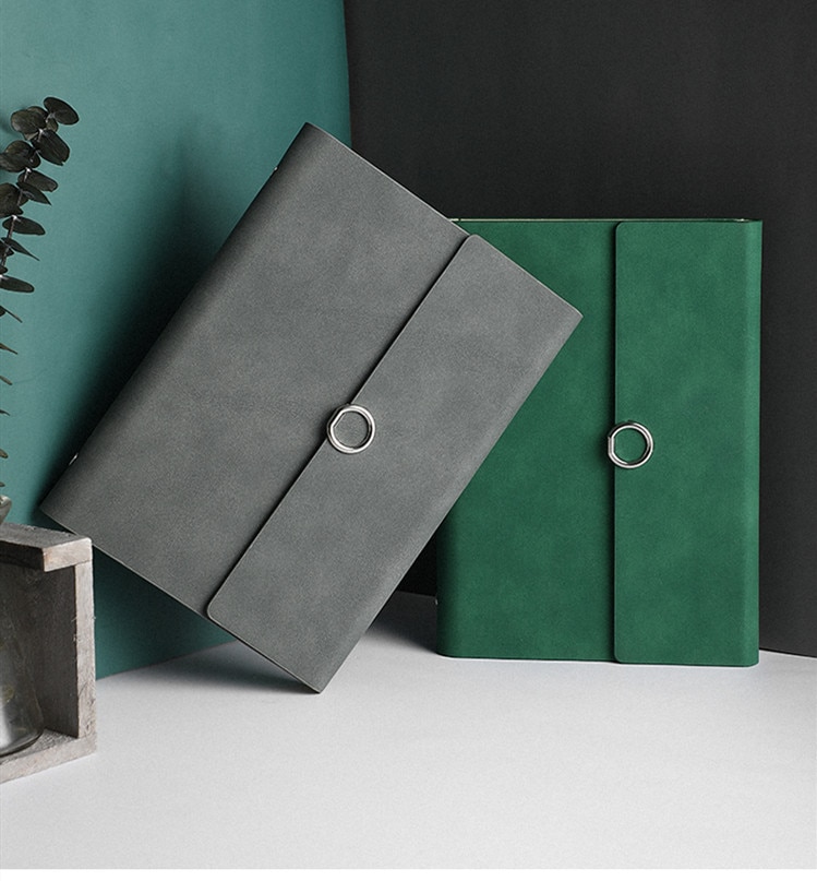MINKYS-Cuaderno de negocios de cuero PU A5, hojas sueltas, Agenda, papel rellenable, papelería escolar creativa