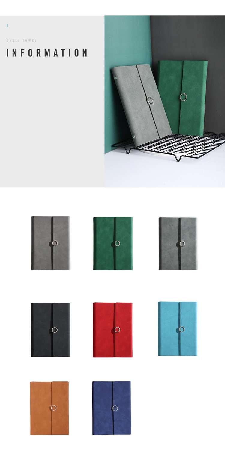 MINKYS-Cuaderno de negocios de cuero PU A5, hojas sueltas, Agenda, papel rellenable, papelería escolar creativa