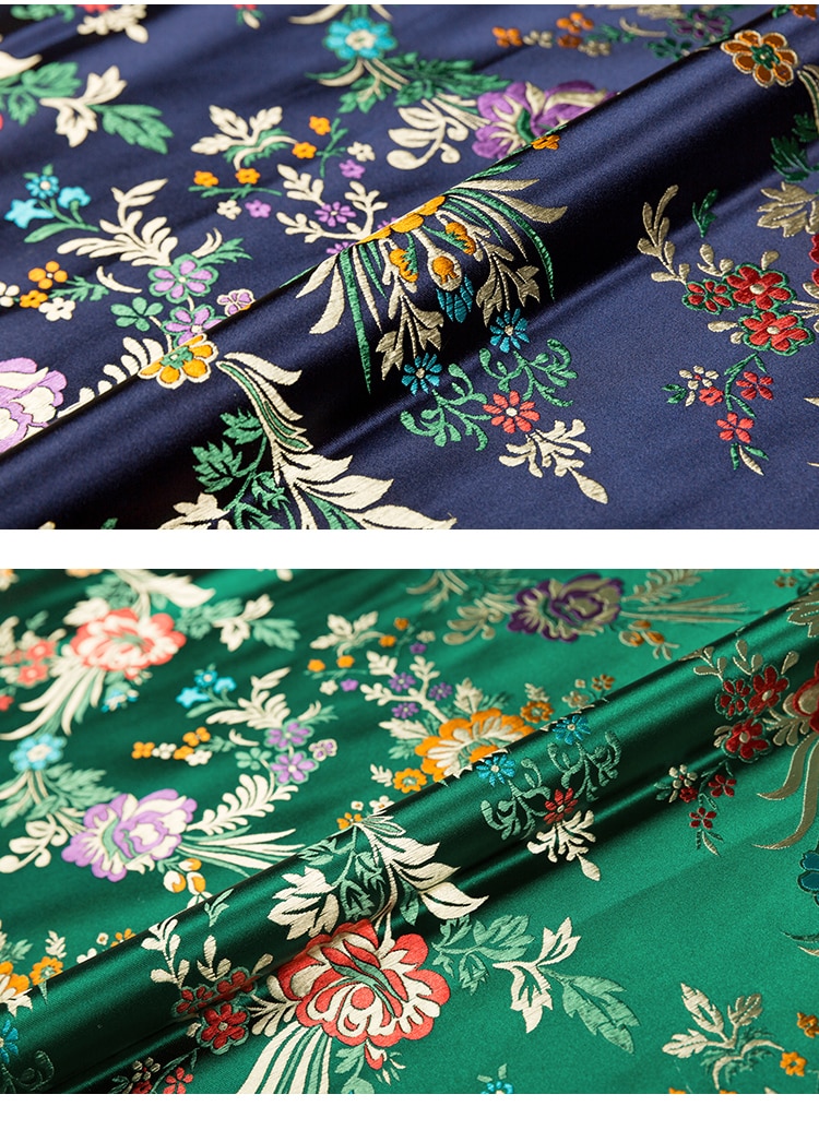 Tela Jacquard con Patrón para Costura, Textil con Brocado de Flores para Manualidades y Confección de Cheongsam y Kimono