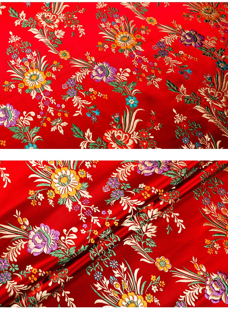Tela Jacquard con Patrón para Costura, Textil con Brocado de Flores para Manualidades y Confección de Cheongsam y Kimono