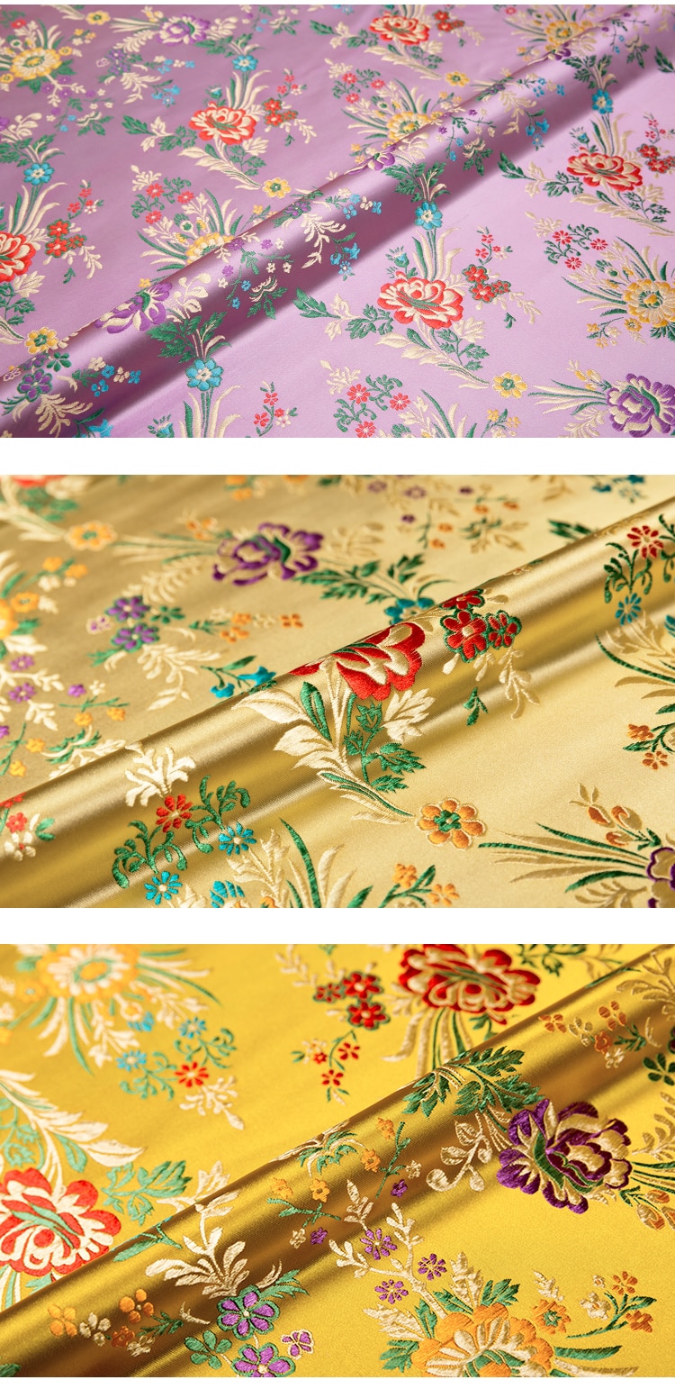 Tela Jacquard con Patrón para Costura, Textil con Brocado de Flores para Manualidades y Confección de Cheongsam y Kimono