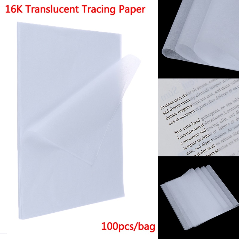 Papel de trazado translúcido para patrones, suministros para caligrafía, escritura, copia, hoja de dibujo, escuela y oficina, 100 Uds.